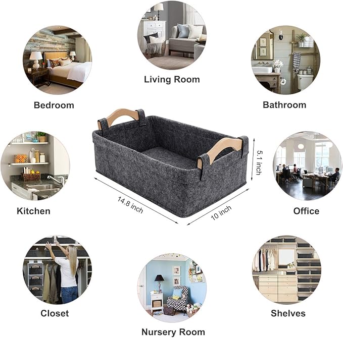 Small Baskets Small Storage Baskets Bin Narrow Storage Basket for Towels Dog Cat Toys Clothes Blankets Office Supplies Dippers Baby Toys Storage Basket Light Gray