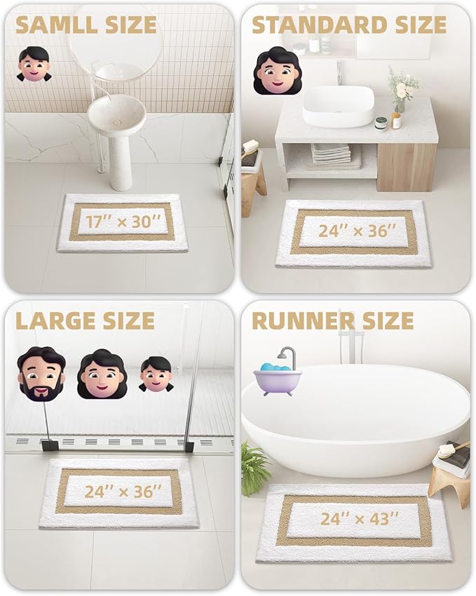 Color&Geometry Bathroom Rugs, Water Absorbent and Quick Dry Microfiber Bath Rugs-24"x36", Non-Slip, Machine Washable, Extra Soft Plush Bath Mats for Bathroom, Laundry Room, Shower and Tub