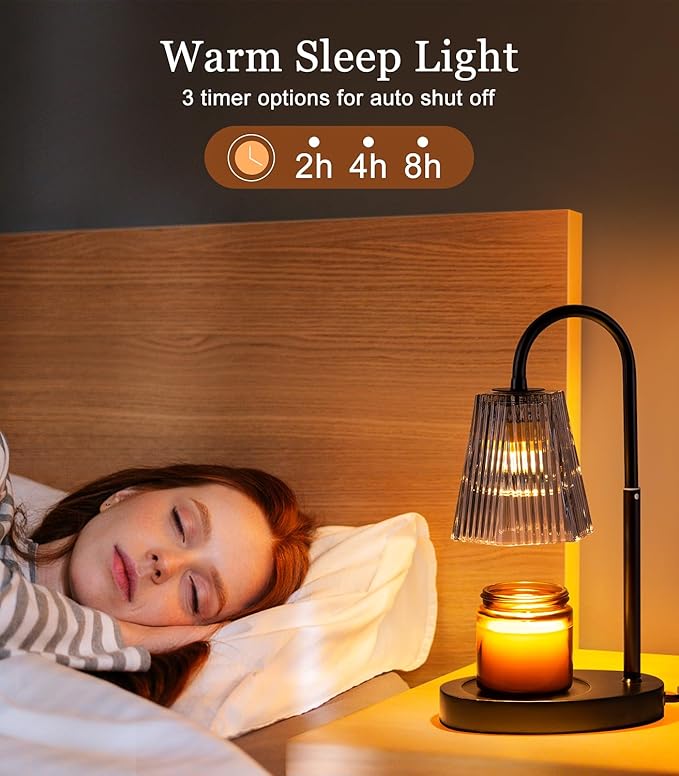No Flame Scented Candle Warming Candle Warmer Lamp with Timer Electric Candles Wax Warmers Glass Lamps for Jar Candles Burner Adjustable Height and Dimmable Light Modern