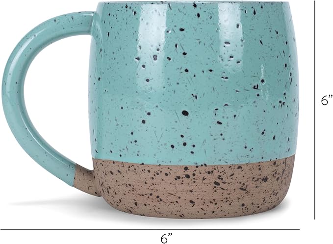 Elanze Designs Speckled Raw Bottom 17 ounce Ceramic Mug, Mint Green