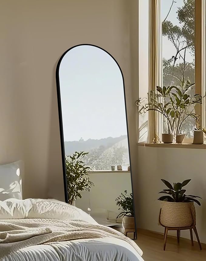 Delma Arched Mirror Full Length,56"x20" Standing Mirror,Large Floor with Stand for Wall Entryway Door Bedroom Bathroom Living Room
