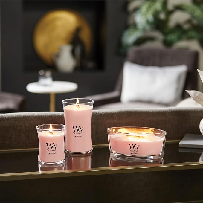 WoodWick Coastal Sunset Scented Ellipse Candle, Crackles as it burns, Up to 50 hrs burn time, Perfect for gifting, 16oz