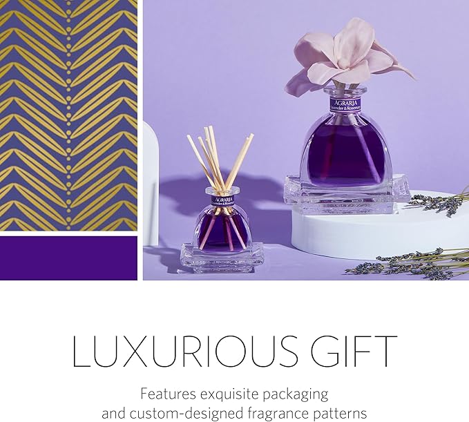 AGRARIA AirEssence Flower and Reed Diffuser Set, Hand Crafted Sola Flower Botanical Home Fragrance Diffuser, Scented Oil Reed Diffuser, Flower and Reed Diffuser Gift Set for All Occasions