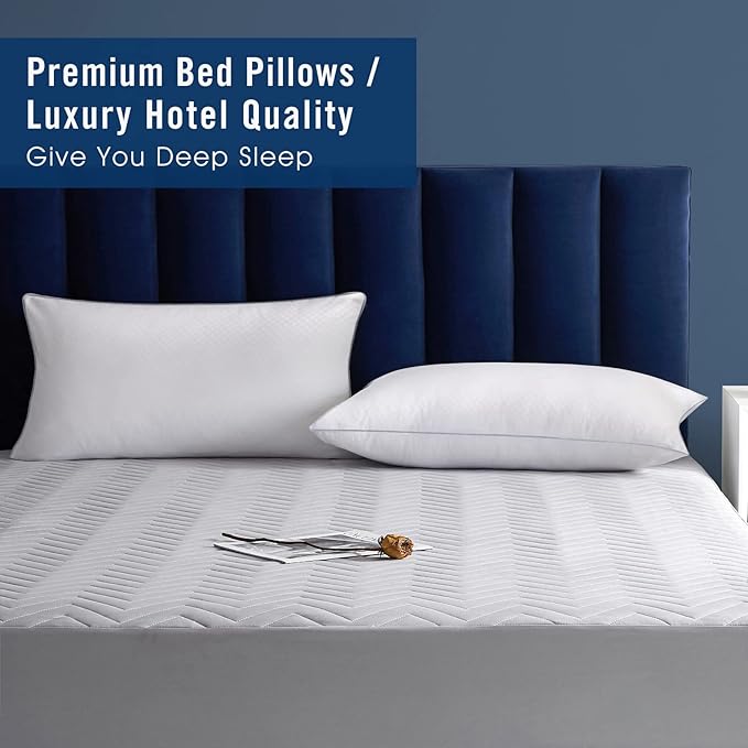 Bed Pillows for Sleeping 2 Pack, King Size Pillows Set of 2,Down Alternative Filling, Pillow for Back, Stomach or Side Sleepers Grey