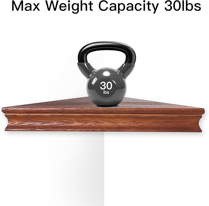 Corner Floating Shelf for Wall Set of 4,Triangular Corner Shelves Wall Mounted for Bedroom,Living Room,Bathroom,Kitchen-Dark Walnut