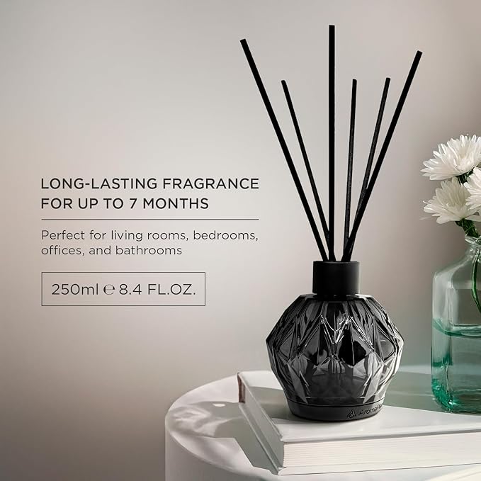 Aromaplan Reed Diffuser, Fresh & Clean Scent Diffuser (8.45 fl oz, 250ml)- Luxury Reed Diffusers Set for Home- Includes Reed Diffuser Sticks & Fragrance Oil in a Glass Bottle