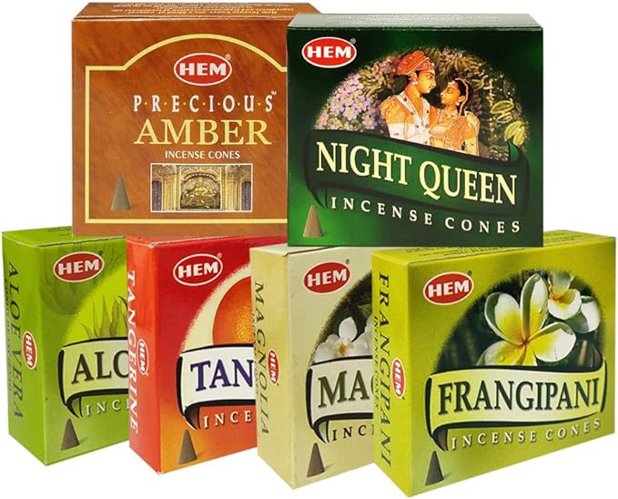 Hem Incense Cones Variety Pack #3 And Cone Incense Burner Bundle With 6 Most Desired Fragrances