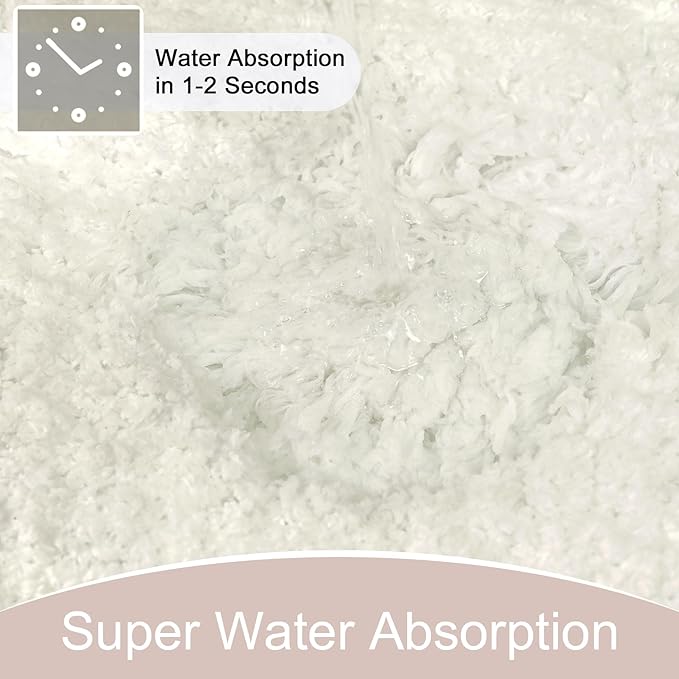 AROGAN Cream White Luxury Long Bathroom Runner Rug 24×60 Inch, Soft and Absorbent Non Slip Bath Mat, Rubber Backing Quick Dry Rugs Carpets, Machine Washable Plush Mats for Shower Floor