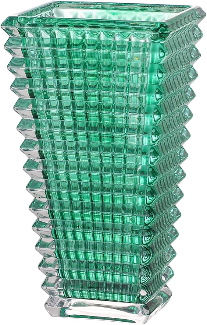 MCMCNCUIU Crystal Vase, Large Crystal Vases for Flowers, Large Flower Vase, Modern Green Vases for Living Room, Bedroom, Kitchen, Dining Table, Mantle, Wedding, 9 Inches
