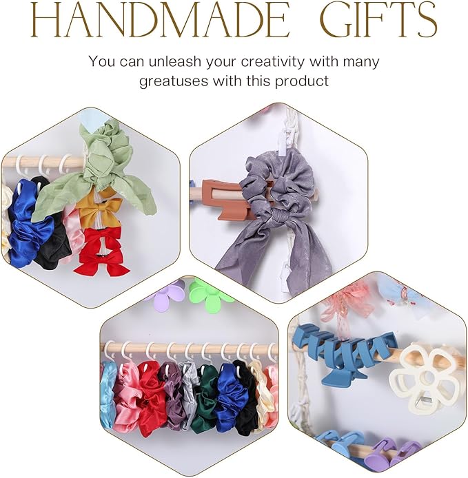 Macrame Hair Claw Clip Organizer, Hanging Bow Hanging Hair Clip Holder and Storage for Women Girls Hair Accessories, Boho Wall Decor, Suitable Home Door Closet Bedroom Decor