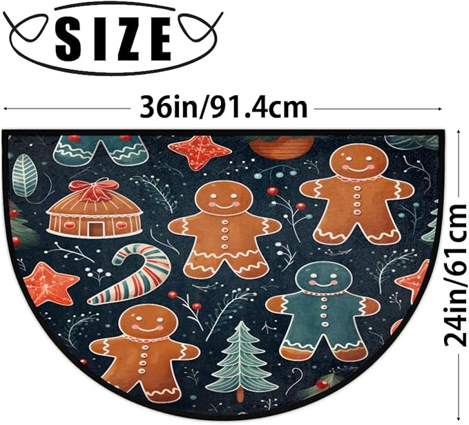 Half Round Doormat Indoor Entrance Mat Bathroom Carpet Absorbent Floor Mat Kitchen Mat Christmas Decorative Carpet Cute Cookies