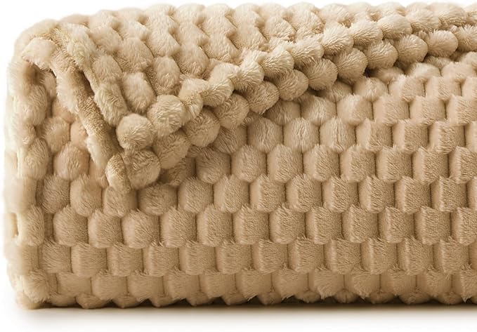 BEDELITE Fleece Blanket Twin for Bed Couch, 3D Jacquard Decorative Camel Throw Blanket, Soft and Cozy Warm Plush Fuzzy Blanket All Seasons Suitable, 60x80Inches