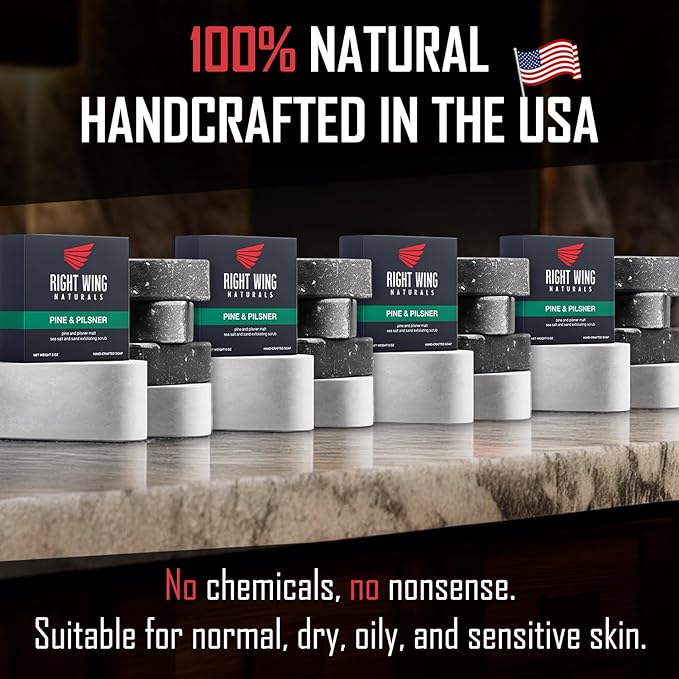 Right Wing Naturals Bar Soap Gift Set for Men | Handcrafted Cold-Pressed | Handmade Organic Soap for Men | Most Popular Flavors | Natural Scented Men’s Bar Soap| Pack of 4 Bars