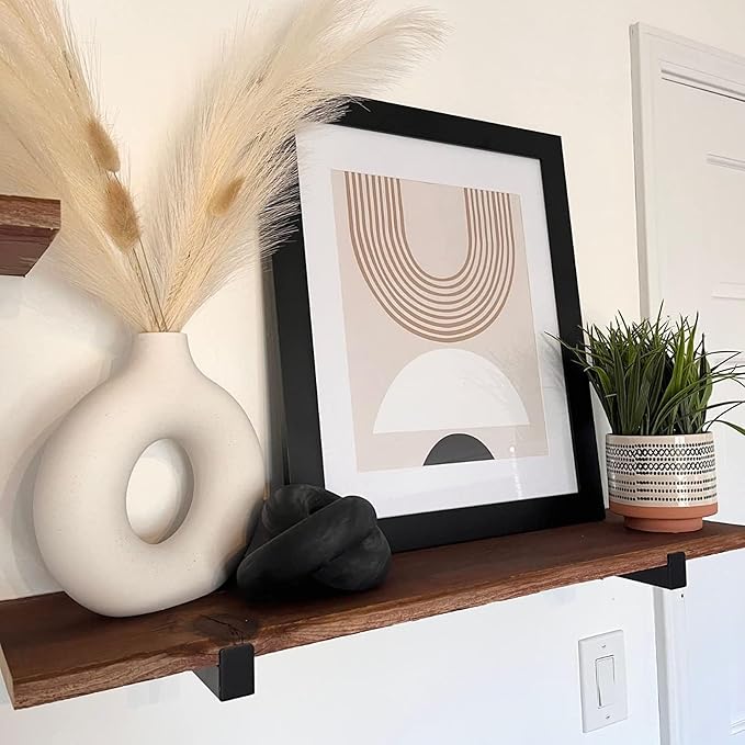 Wooden Knot for Coffee Table Decor Shelf Decor Boho Home Decor Statues, Modern Farmhouse Bookshelf Decorative Objects Wood Chain Link for Living Room- Black