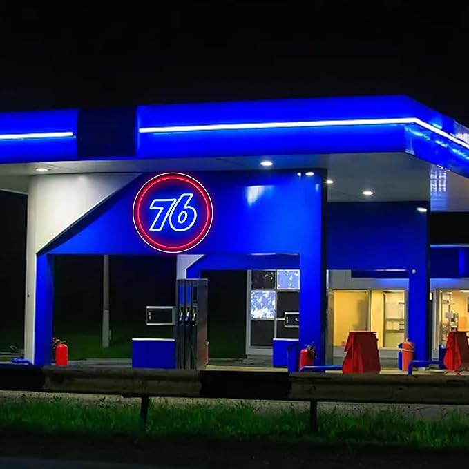 76 Gasoline Neon Sign for Gas Station Personalized Led Sign for Man Cve Neon Sign for Garage,Auto Repair Shop,Birthday Gift for Men,Size12.9 * 12.9inch(ZYLD084)