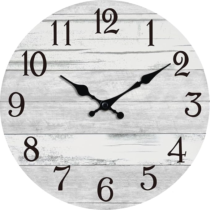 Wall Clock Battery Operated 18 Inch Large Gray Silent Non Ticking Country Rustic Design Vintage Retro Decorative for Bathroom Kitchen Living Room Bedroom