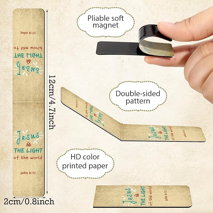 Chinco 30 Pcs Christian Bookmarks Magnetic Bible Verse Bookmarks Religious Scripture Inspirational Church Supplies Motivational Prayer Page Clip for Women Kid Student Teacher School Gift (Vintage)
