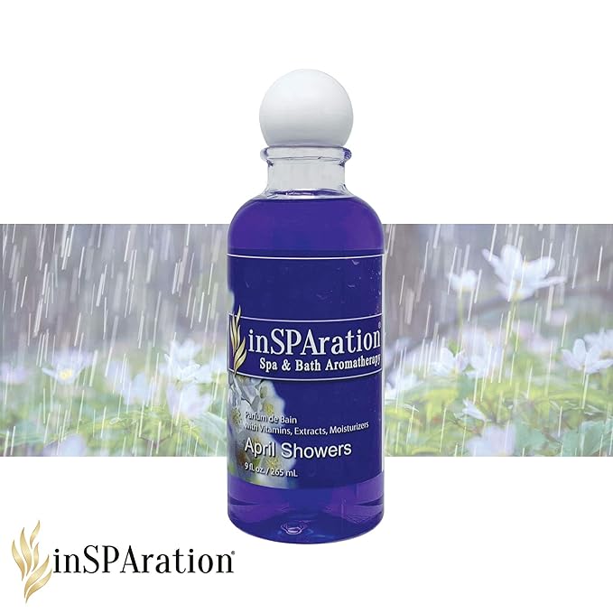 inSPAration Spa and Bath Aromatherapy 111X Spa Liquid, 9-Ounce, April Showers , Purple