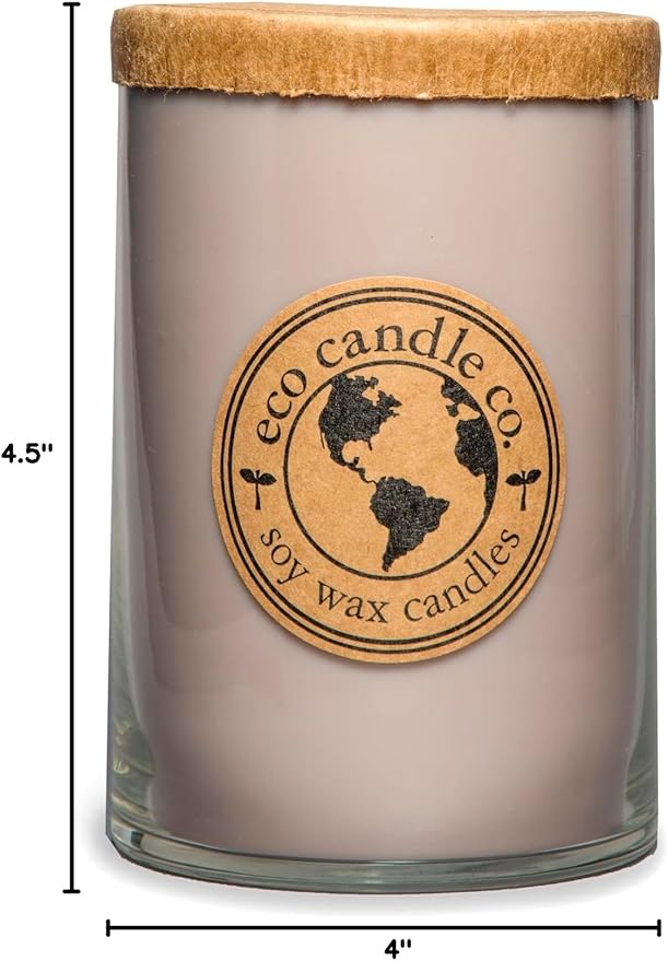 Eco Candle Co. Recycled Candle, Bonfire, 26 oz. - Scents of Smoldering Wood, Smoke, & Incense -100% Soy Wax, No Lead, Kraft Paper Label & Lid, Hand Poured, Phthalate Free