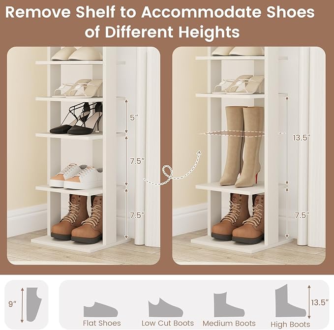 Tangkula 8-Tier Vertical Shoe Rack, Space-Saving Corner Shoe Organizer for 7 Pairs, Narrow Shoe Storage for Entryway, Front Door, or Closet