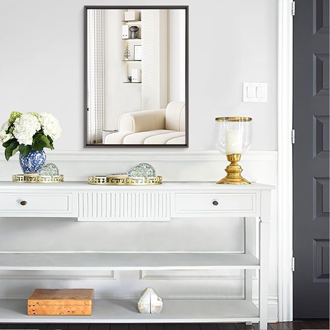 AAZZKANG Rectangular Metal Frame Mirror 28"x20" Retro Bathroom Bedroom Wall Mirrors Home Decor Large