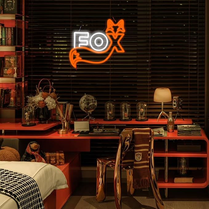 FOX LED Neon Sign,14.5x13 Inch USB Powered,for Room, Game Room & Party Art Wall Decor-Cute Fox Gift 