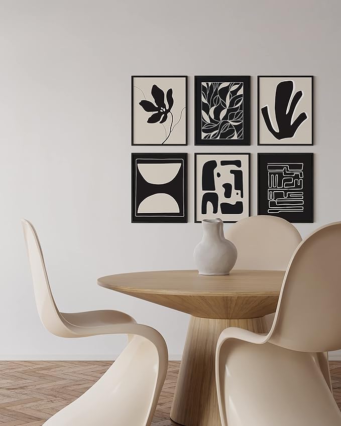 HAUS AND HUES Abstract Art Wall Decor - Set of 6 Modern Art Gallery Display, Abstract Minimalist Wall Art, Mid Century Modern Artwork, Modern Art Wall Decor Neutral Art (Unframed 11x14)