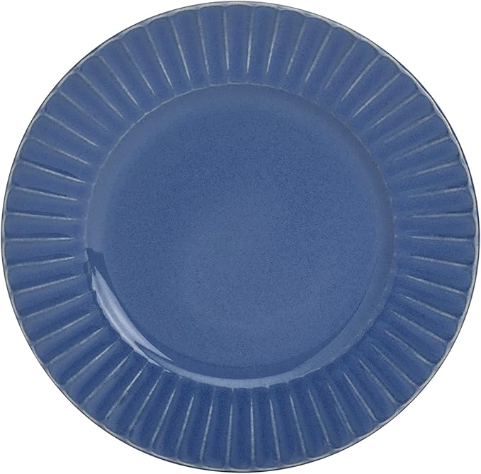 Tabletops Gallery Richmond 12-Piece Reactive Glaze Stoneware Dinnerware Set of Kitchen Dishes, Dinner Plates, Cereal Bowls, Service for 4, Blue
