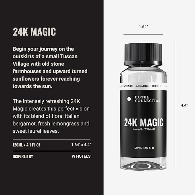 Hotel Collection Essential Oil Scent - Scent Includes Italian Bergamot, Lemongrass & Jasmine - Aromatic Oils for a Room Diffuser & Air Freshener - 24K Magic, 4.5 fl oz
