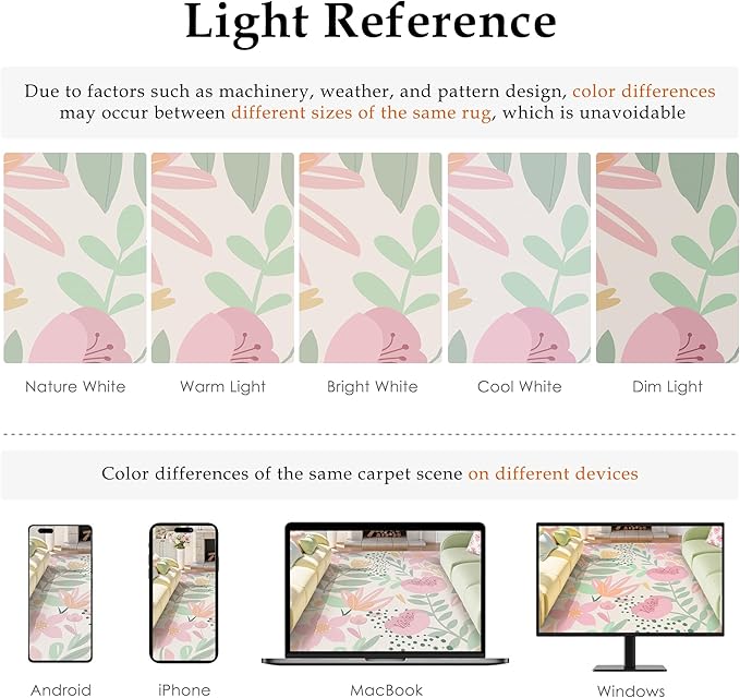 Floral Runner Rug 2x8 Washable Hallway Pink Bedroom Non Slip Cute Long Kitchen Carpet Botanical Indoor Soft Accent Rug for Bathroom Dining Laundry Living Room