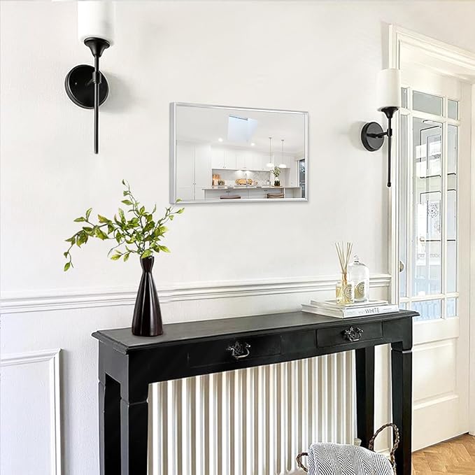 AAZZKANG Metal Framed Mirror Rectangle Wall Mounted Mirrors Decorative Modern for Bedroom Bathroom Living Room Entryway Hanging Vertically or Horizontally