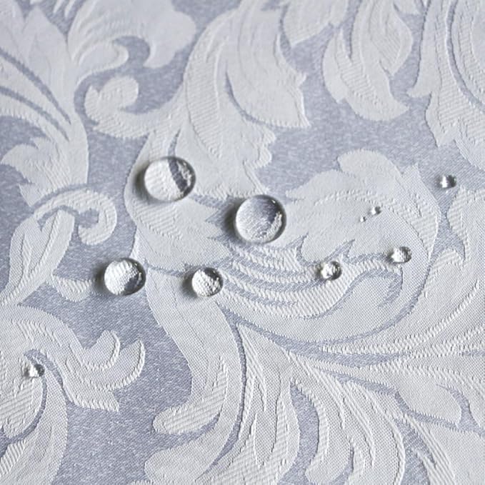 ColorBird Scroll Damask Jacquard Placemats Set of 4, Heat Resistant Washable White Placemats for Dining Table, Microfiber Fabric Table Mats, 13 x 19 Inch