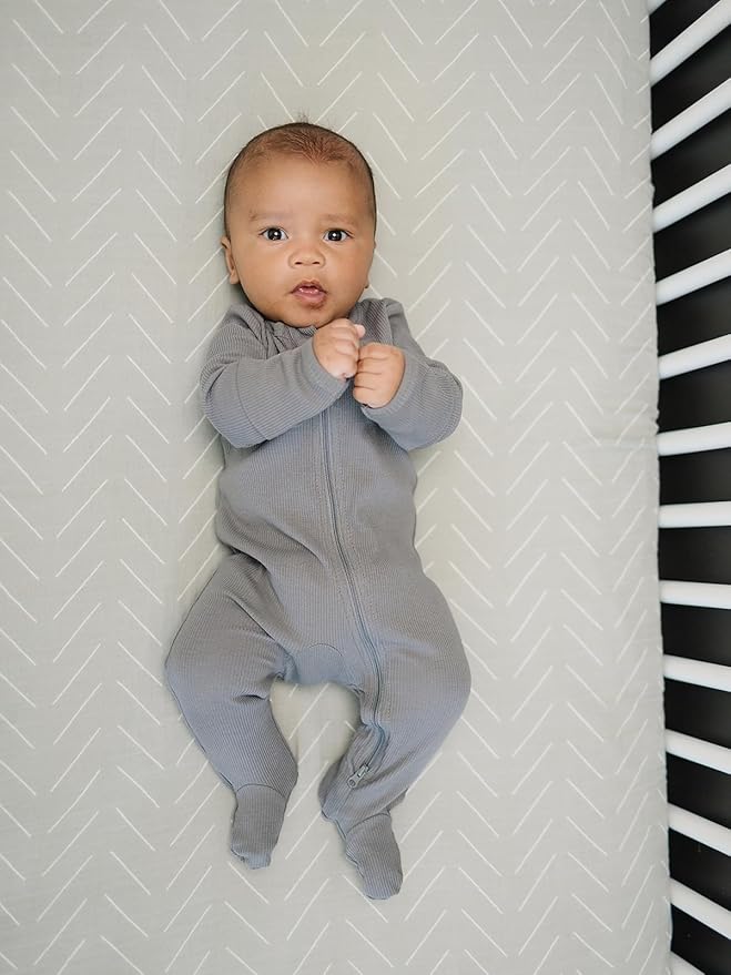 Desert Sage Muslin Crib Sheet by Mebie Baby, Soft and Breathable Bed Sheets for Babies, Modern Neutral Bedding for Cribs, Standard Crib Mattress Fitted Sheet, Great for Boy or Girl Room or Nursery