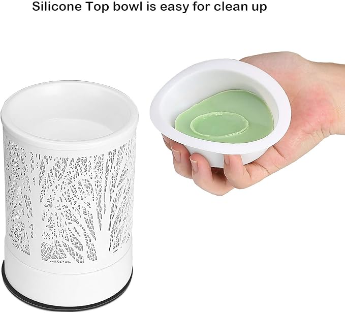 Scented Oil Wax Melt Warmer with 7 Colors Changing Led Light White Forest Design Fragrance Wax Candle Warmer for Home Décor