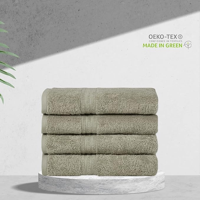HOMELOVER 100% Organic Cotton Hand Towel Set, 4 Hand Towels, 500 GSM, Hotel Quality, Soft and Very Absorbent, Quick-Drying, GOTS-Certified, Space Gray