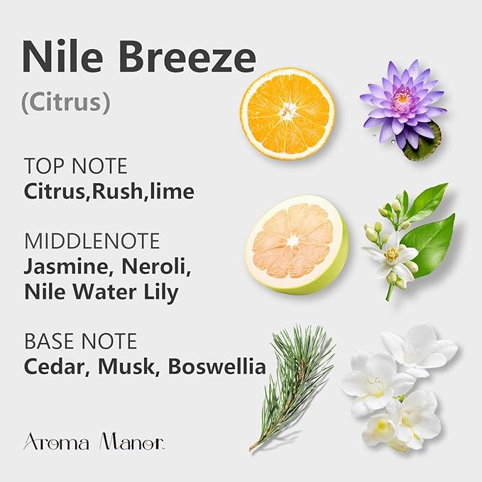 Aroma Essential Oil Blend - Nile Breeze | Inspired by JW Marriott Hotel Scent | Hotel Fragrance Oil for Diffuser Machines | Citrus, Jasmine & Cedarwood | Aromatherapy Oils for Large Rooms | 5.3 fl oz