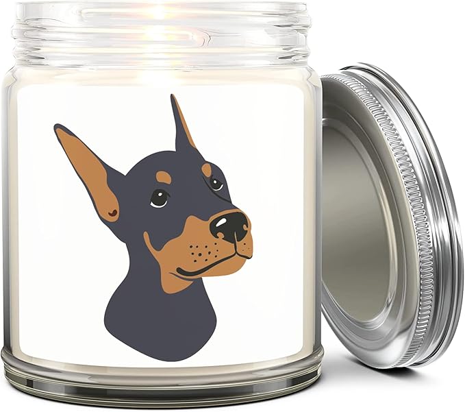 1OAK Lavender Scented Candles - Dog Mom Gifts for Women - Dog Candle - Made in USA (Doberman)
