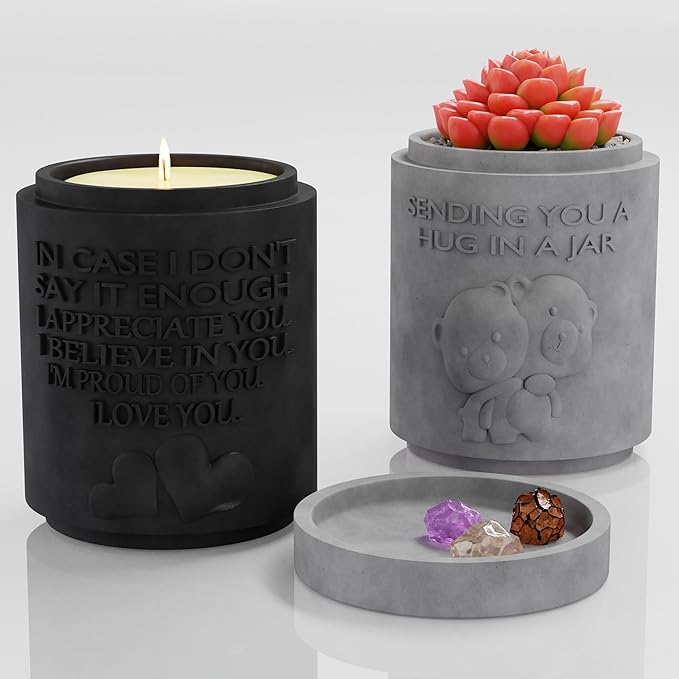 Candle Planter Triple Purpose Romantic, Aromatherapy Candles - Natural Soy Wax, Long-Lasting 50-Hour Burn, Sandalwood Scents - Gifts for Him, Her, Couple, Husband and Wife Birthday Gift Ideas