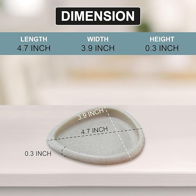 Ceramic Soap Dish - Cream Polyresin Sand and Stone Effect Soap Bar Holder for Bathroom or Kitchen, Sophisticated Elegance