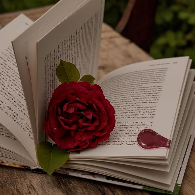 Magnetic Leather Bookmarks Book Marks for Reading Women Men Book Lovers Readers (Dark Red)