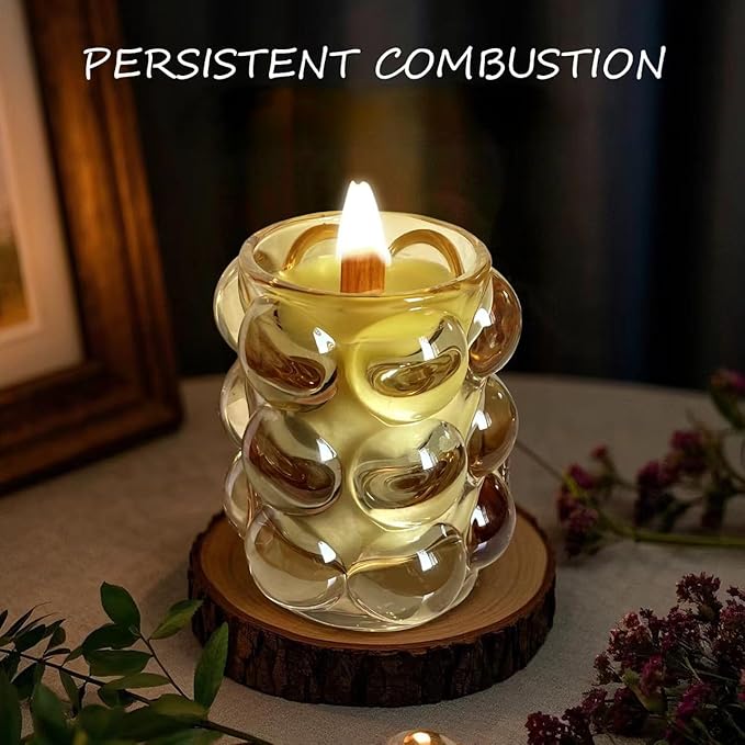Amber Bubbles Glass Jasmine Scented Candles Gifts for Women, Scented Candles Unique Gifts for Women,Funny Cute Cool Cereal Soy Wax Candles for Home, Coffee Bar Scented for Holiday/Birthday