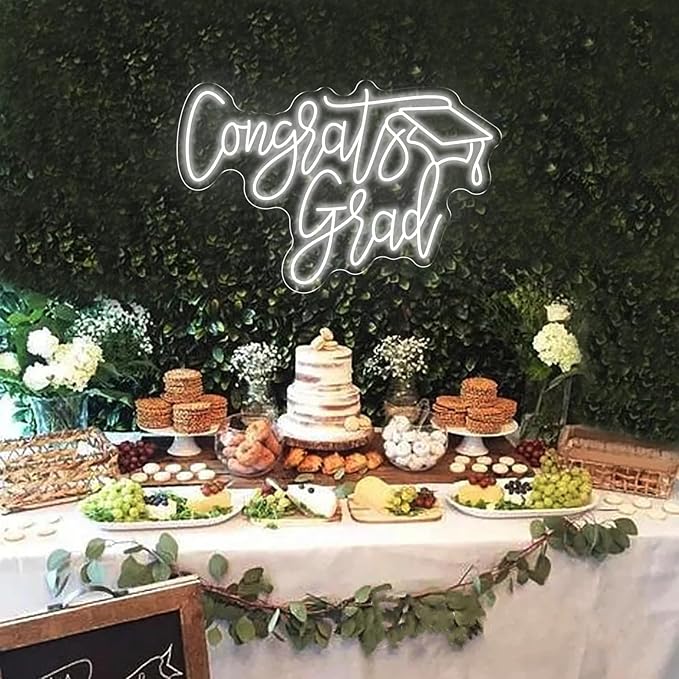 Congrats Grad Neon Sign, Custom Congrats Name Neon Sign, Personalized Grad Party Decor, Wall Graduation Backdrop Decor for Class of 2025 Party Celebration Gifts