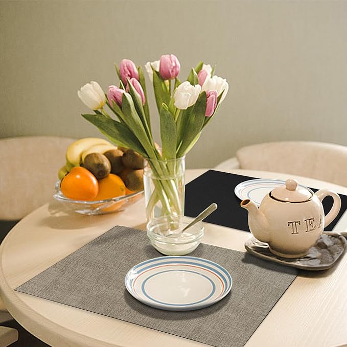 Placemats Set of 8 with Coasters Dual Sided Heat Stain Resistant Place Mats Faux Leather Table Mats Non-Slip Waterproof Oil-Proof Washable Wipeable Table Placemats for Dining Patio Table Kitchen