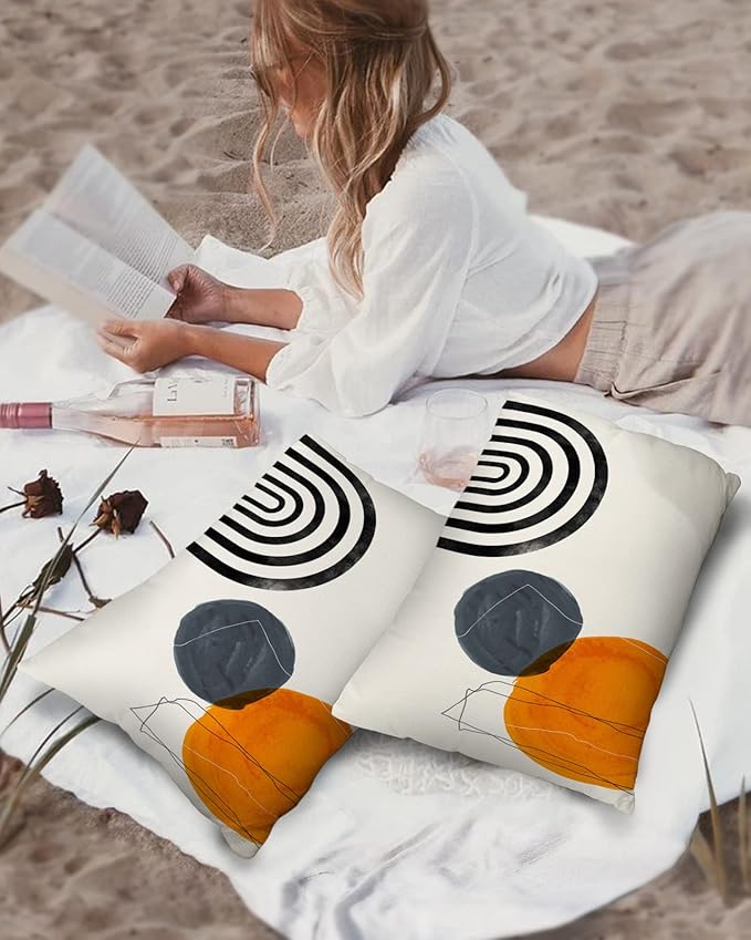 Outdoor Waterproof Throw Pillow Covers Set of 2 Boho Decorative Lumbar Outdoor Pillows Cushion Case 20x12 Inch Bohemian Patio Pillows for Couch Sofa Bed Garden Office Home Decor Modern Art Geometric