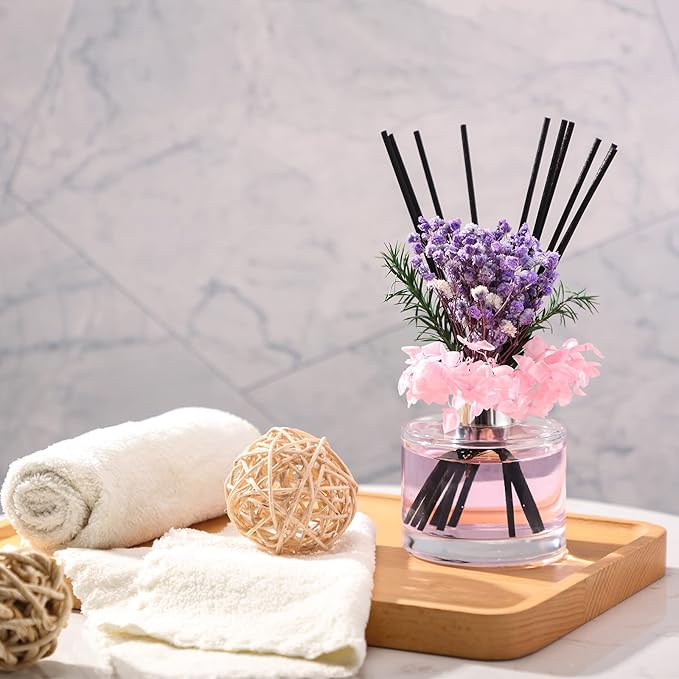 Rtteri 2 Reed Diffuser Sets Flower Oil Diffuser Sticks with Refill Empty 5oz Bottles Scent Glass for Fragrance Home Bathroom Gifts, Oil Not Included(Classic Color)