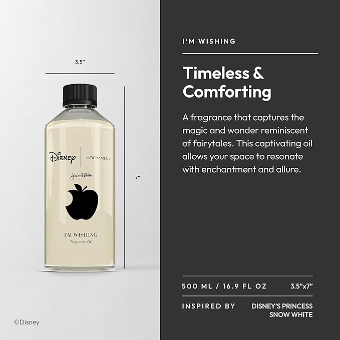 Aroma360 | Disney | I m Wishing Fragrance Oil Blend | Princess Snow White | Luxury Essential Oil Diffuser | Aromatherapy Scent Diffuser Oil | Orange, Aldehydes & Jasmine 16.9 fl oz, 500mL