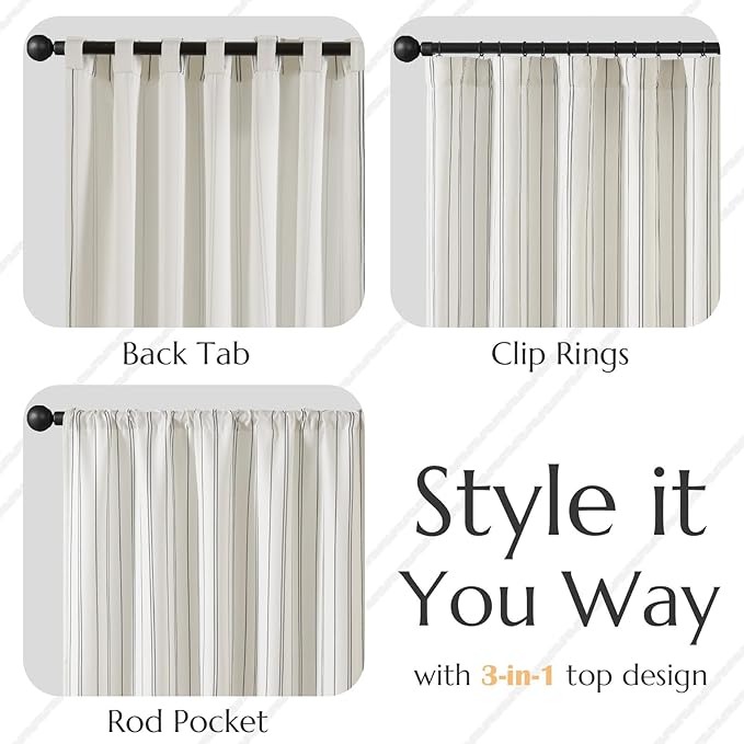 jinchan Black and White Striped Curtains 84 Inch Long for Living Room Bedroom Pinstripe Curtains Privacy Light Filtering Rod Pocket Modern Window Drapes Set of 2 Panels