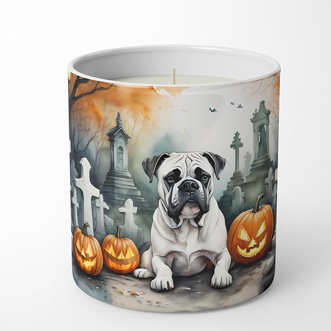 Caroline's Treasures DAC2024CDL Boxer Spooky Halloween Decorative Soy Candle Nature Soy Wax Essential Oil Home Decor Ideal for Bedroom Kitchen Bath Office Gift, 10 oz