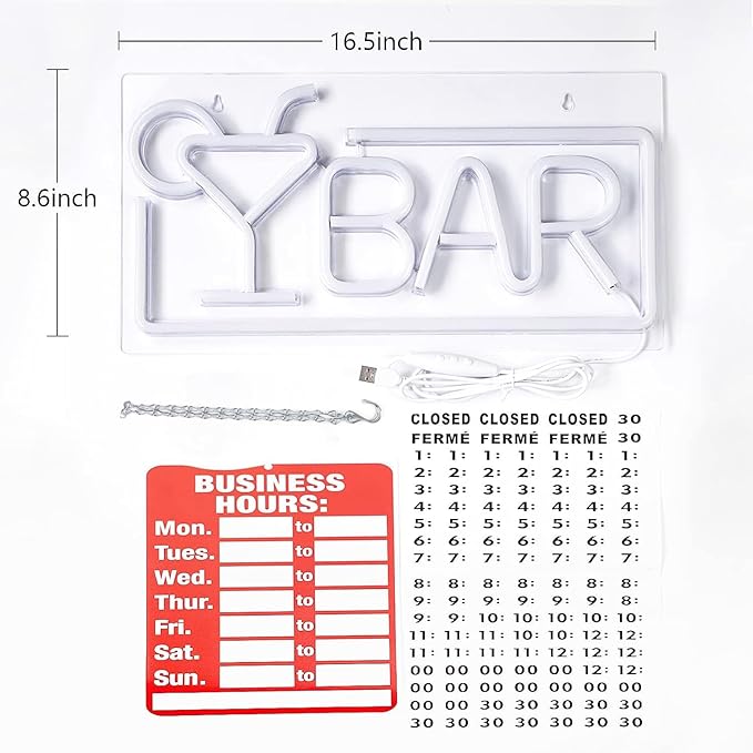 JFLLamp Bar Neon Signs for Wall Decor Led Bar Lights for Bedroom Led Sign Room Decor Aesthetic Suitable for Living Room Bistro Man Cave Party