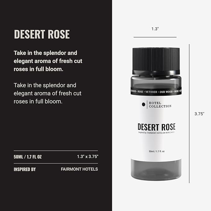 Hotel Collection - Desert Rose Essential Oil Scent - Luxury Hotel Inspired Aromatherapy Scent Diffuser Oil - Floral Rose, Sweet Praline, Wood & Vetiver - for Essential Oil Diffusers - 50mL